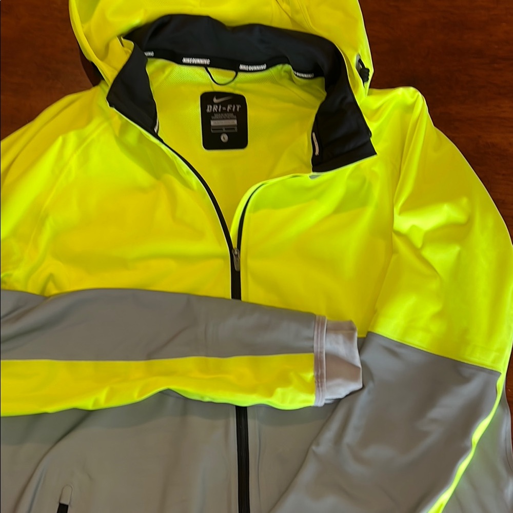 Nike Performance Jacket Yellow Gray Reflective Weatherproof